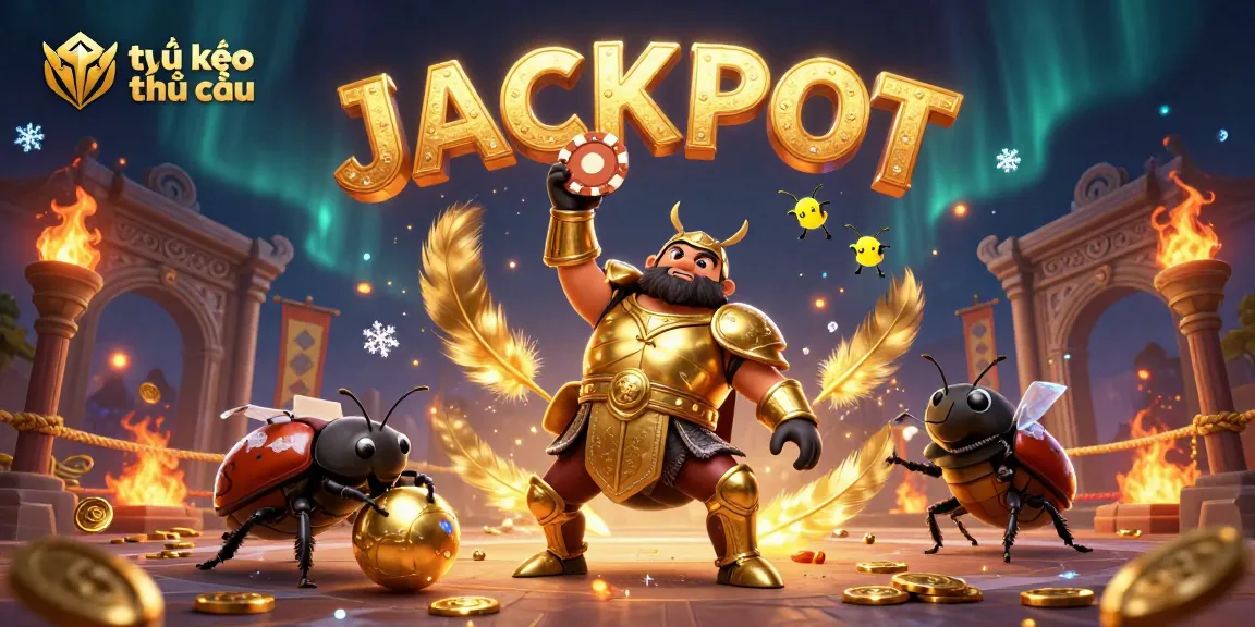 Engage with tỷ lệ kèo nhà cái through a vibrant 3D illustration showcasing a cricket beetle champion lifting a poker chip.