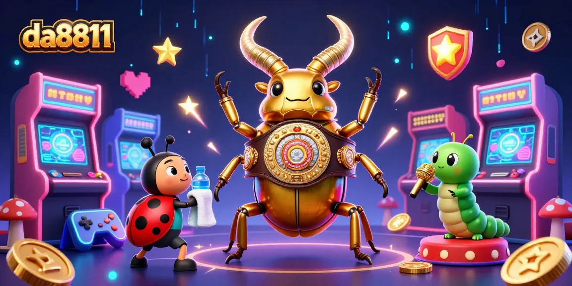 Experience dynamic gaming fun with da8811, featuring colorful arcade elements in a rich casino illustration.