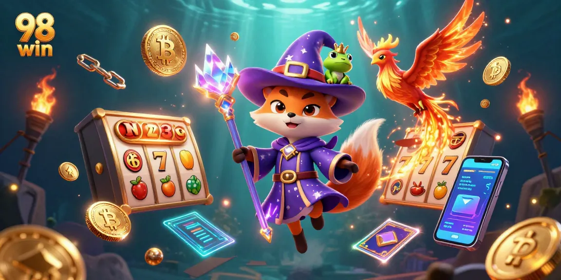 Engage in thrilling gameplay at 98 win with enchanting characters and vibrant casino-themed elements.