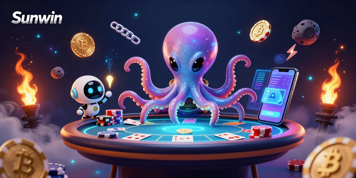 Engage with Sunwin's thrilling alien poker game featuring vibrant 3D visuals and casino elements.