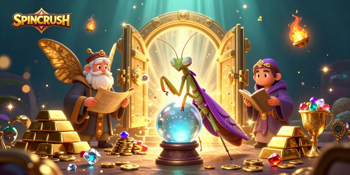 Experience ultimate excitement with SPINCRUSH in an enchanting casino scene filled with treasures.
