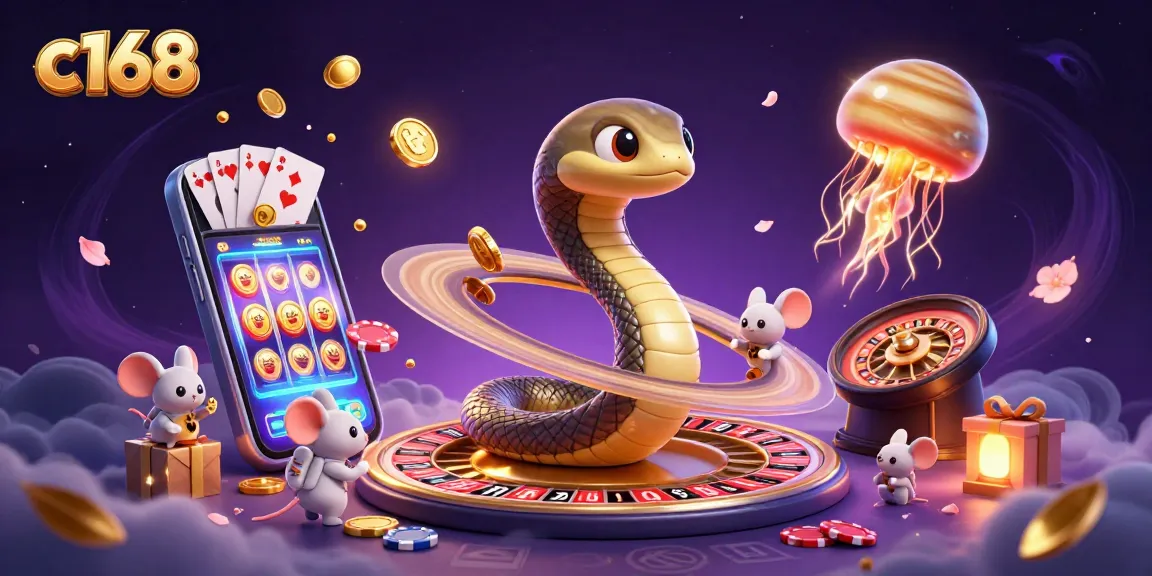 C168 transforms gameplay with astronaut mice betting on a cosmic roulette wheel with golden jellyfish dealer.