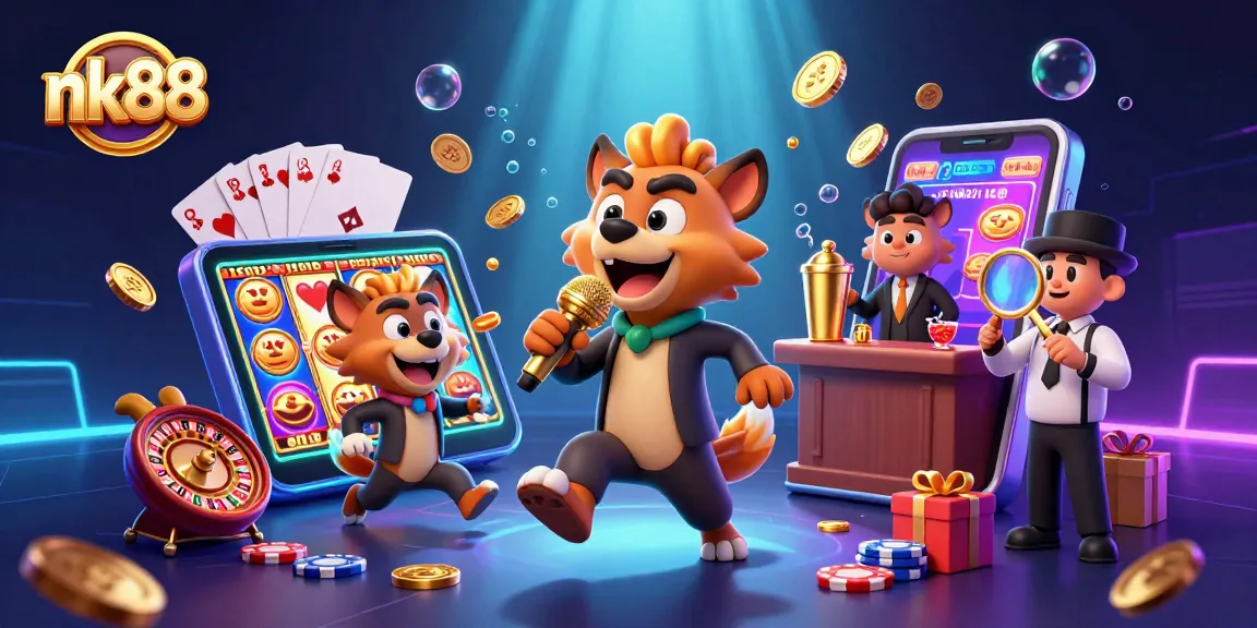 Experience exciting gaming at nk88 with a lively hyena comedy casino scene and vibrant slot games.