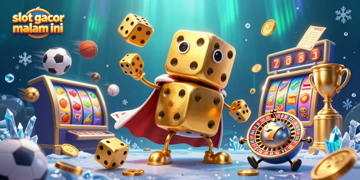 Engage with slot gacor malam ini through a vibrant 3D casino illustration depicting dynamic gaming elements and exciting action.