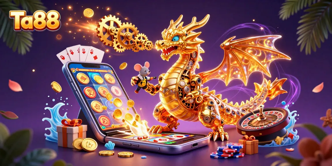 Engage with Ta88 as the biomechanical golden dragon and mouse engineer create a vibrant gaming experience.