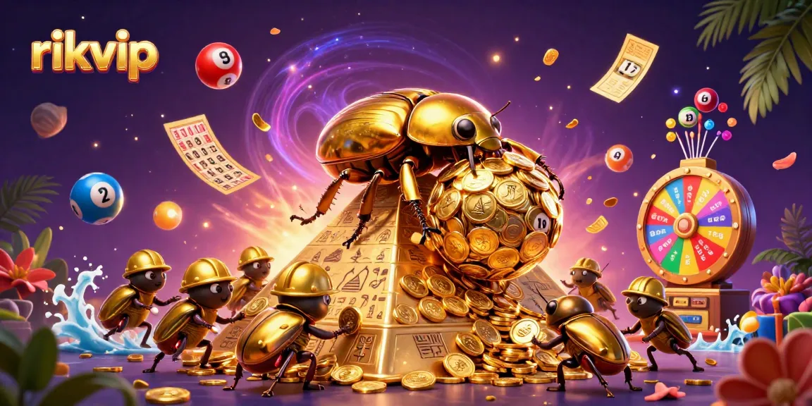 Experience exciting lottery moments with rikvip, featuring colorful elements and dynamic casino symbols.