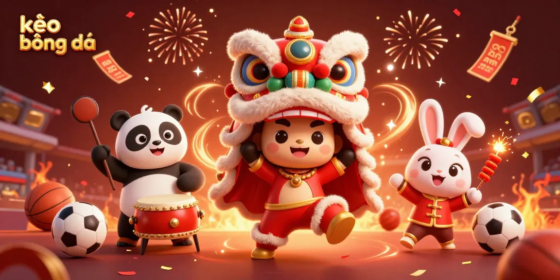 Engage in kèo bóng đá with lively characters embodying sports betting energy and festive elements.