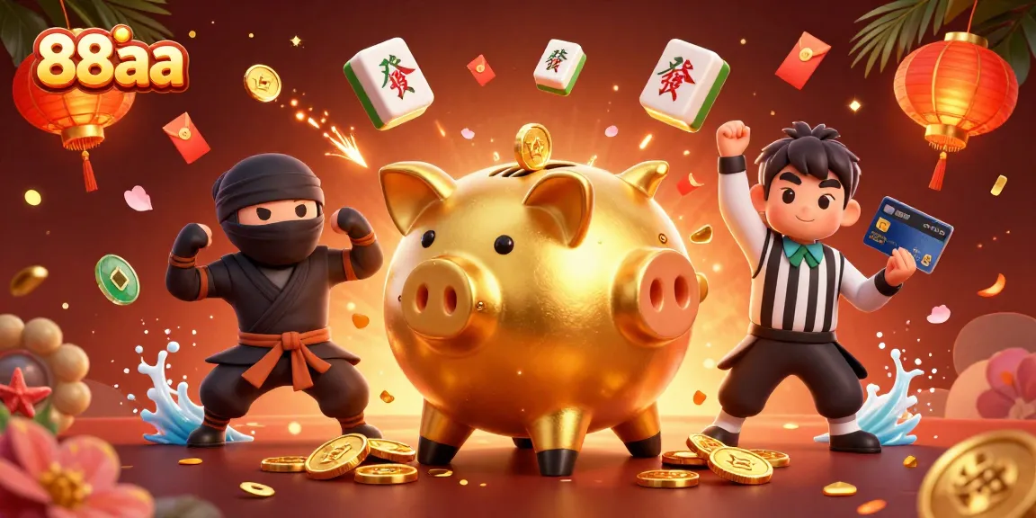 Wager thrillingly at 88aa, where the giant piggy bank sumo wrestler celebrates winning with golden coins!